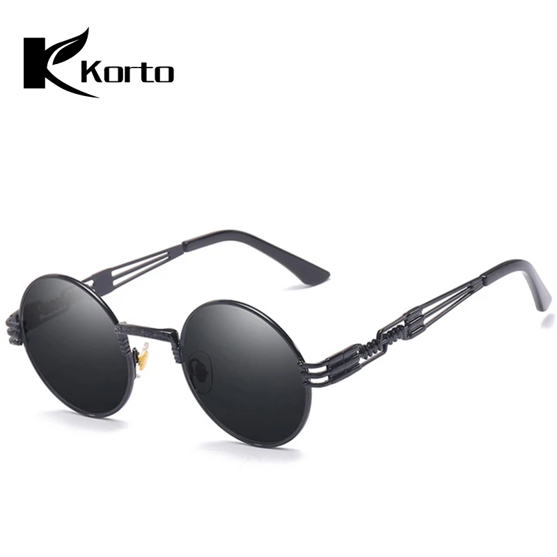 Ретро Для мужчин стимпанк Sunglassses Круглые Солнцезащитные очки для Для женщин леди, круглой формы, без вентиляционных отверстий без градуса 90S Мода Хиппи очки - Цвет линз: C02