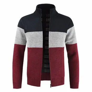 

Autumn 2019 men's new casual wool cardigan Pullover men's winter fashion stripe pocket knitted coat sweater men