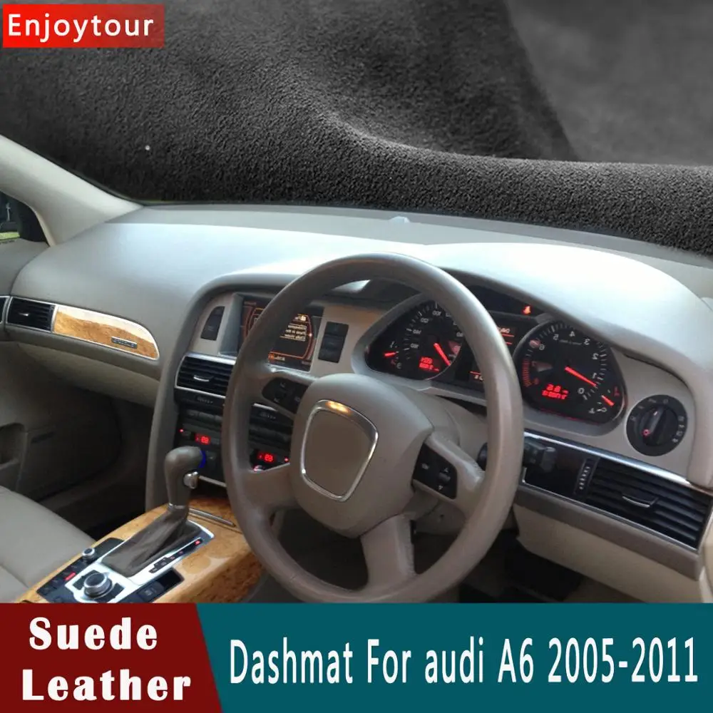 

Car-styling Suede Leather Dashmat Dashboard Cover Pad Dash Mat Carpet For audi a6 s6 rs6 c6 allroad avant 2005 2010 2011 RHD