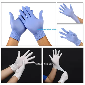 

100PCS/Box Wear Resistance Nitrile Disposable Gloves Food Medical Examination gloves House Cleaning Gloves Anti-Static Gloves CE