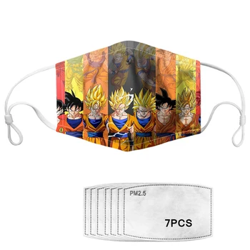 

Breathable Face Masks for Child Boys Dragon Ball Z Saiyan Print Washable Mouth Mask with PM2.5 Filters Face Shield