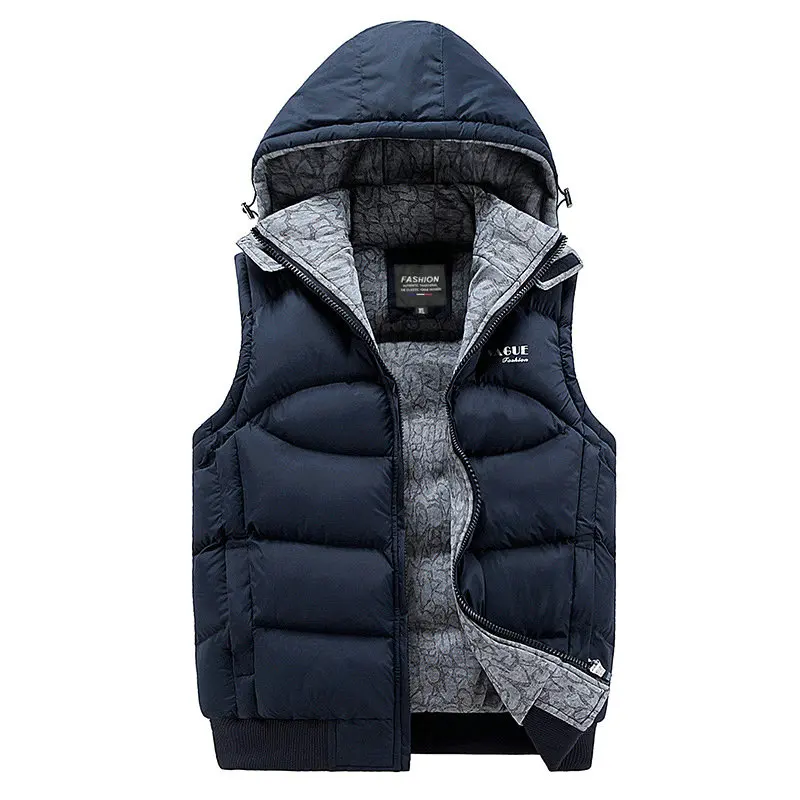 

2020 New Stylish Autumn Winter Vest Men High Quality Hood Warm Sleeveless Jacket Waistcoat Men