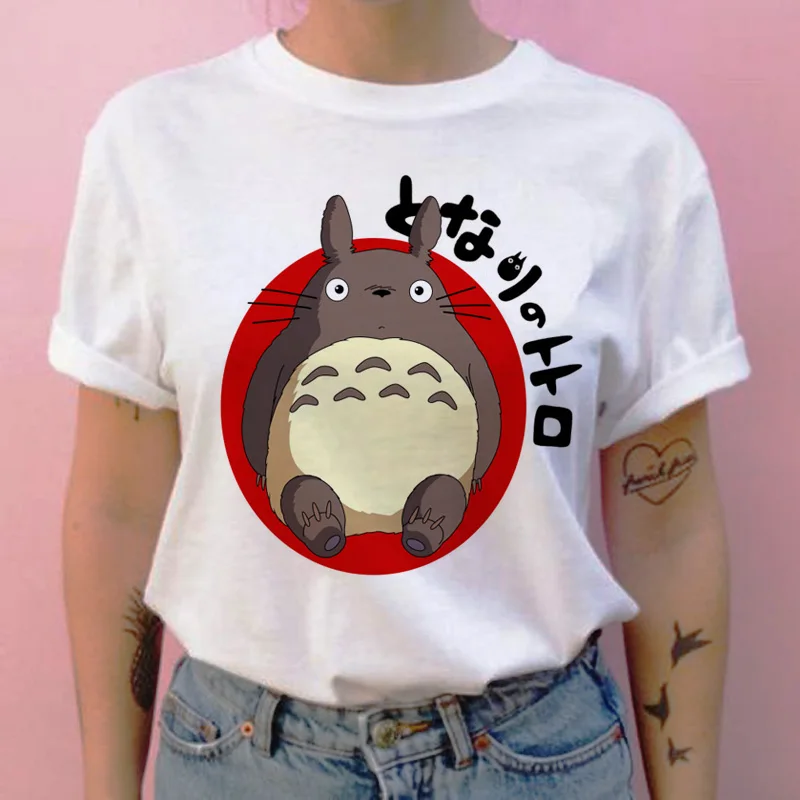 Totoro/женская футболка с рисунком из мультфильма «Унесенные призраками Тоторо», Новая графическая женская футболка с изображением японского ульцзанга, одежда, футболка, топы, футболки tumblr - Цвет: 768