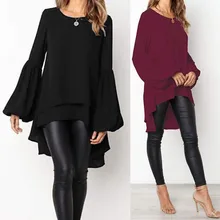 

Fashion Women's Asymmetrical Blouse 2021 ZANZEA Elegant Puff Sleeve Tops Layered Blusas Female Solid Blusas Tunic Tops