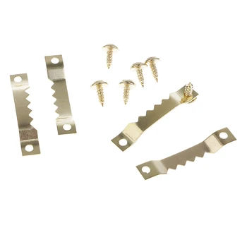 

100pcs Sawtooth Picture Hanger Hanging Hook, Double Hole, Golden, 200 Screws