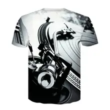 Мужская футболка с коротким рукавом и круглым вырезом, 3D Technics Turntable DJ Music Audio, трендовая футболка с коротким рукавом, мужской фонограф