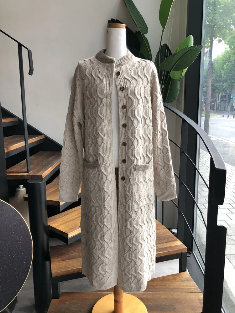 Fashion Korean winter coat women Knitted Long Cardigans Loose Hooded Sweater Coat Woman Solid Casual Open Stitch Mujer chaqueta