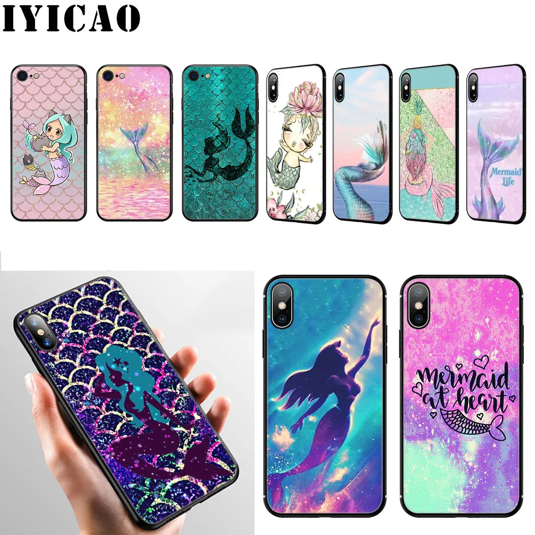 IYICAO Mermaid Tail Scale Soft Silicone Case for iPhone 11 Pro Max XR X XS 6 6S 7 8 Plus 5 5S SE Phone |
