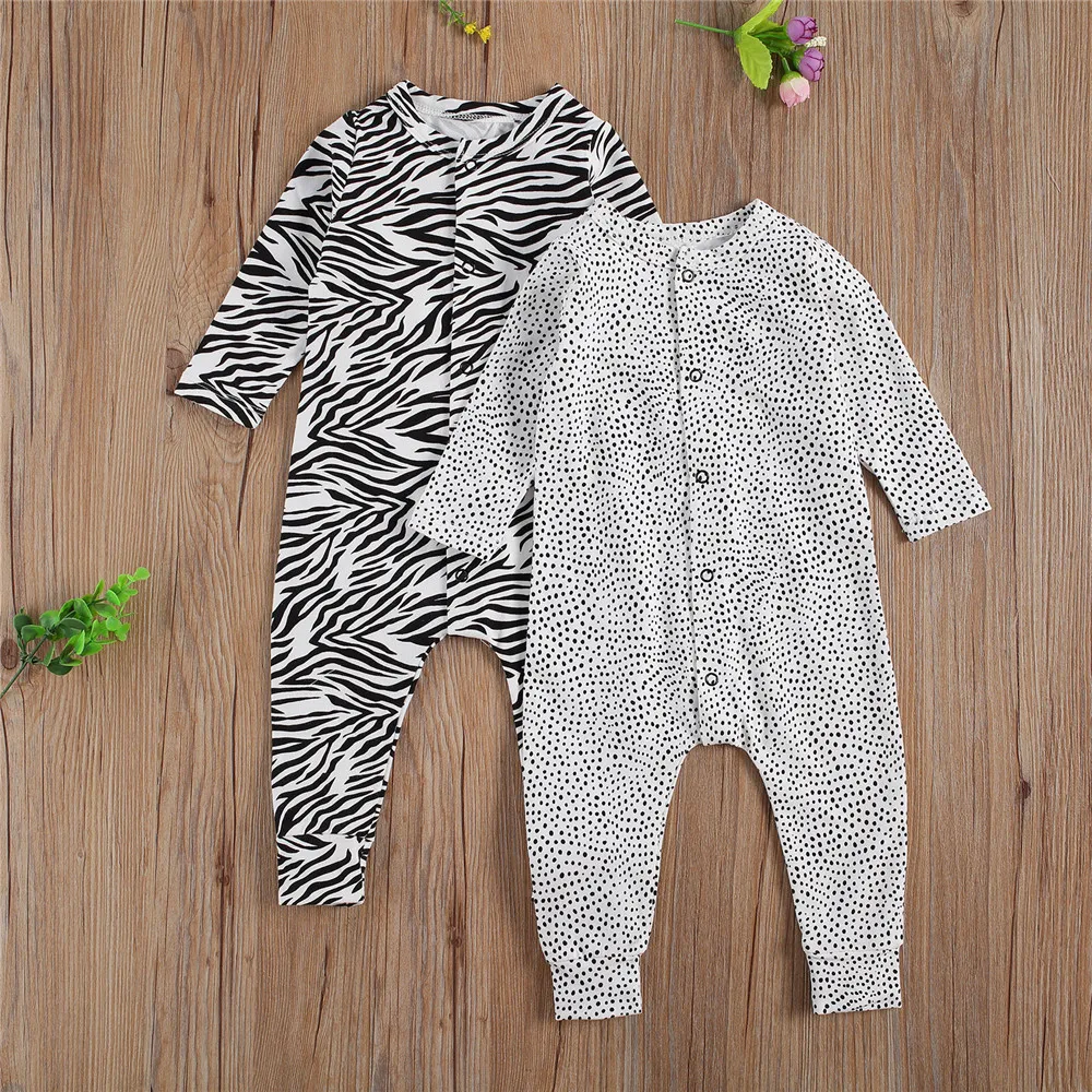 

New Baby clothes One-piece Printed zebra Long Sleeve Front Single Breasted Jumpsuit for spring autumn 2020 new boy girl outfits