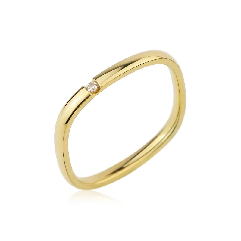 Classic Design Square Ring Inlaid A Zircon Stainless Steel Woman Love Rings Gift Brand Wedding Jewelry