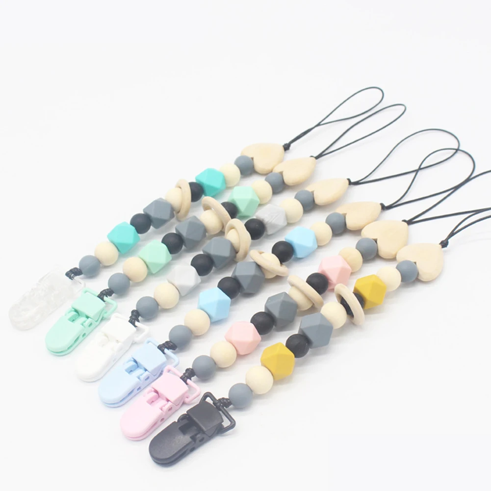 Colorful Funny Silicone Accessories Baby Feeding Dummy For Infant Teether Toy Pacifier Chain Lightweight Portable Clip Soother