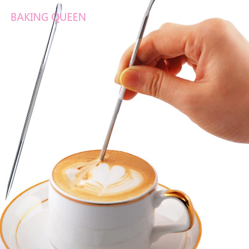 

BAKING QUEEN Barista Caffe Latte Cappuccino Flower Pin DIY Coffee tools Garland Needle Stainless Steel Carved Stick Art Pen