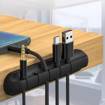 

Cable Organizer Silicone USB Cable Winder Desktop Tidy Management Clips Cable Holder for Mouse Headphone Wire