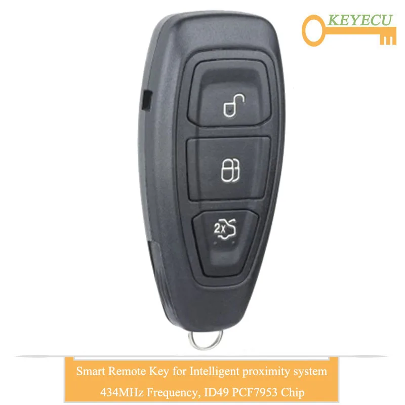KEYECU умный пульт дистанционного управления автомобильный ключ для Ford Focus C-Max Focus Grand C-Max Mondeo- Fob 3B-434 MHz-ID49 PCF7953P чип