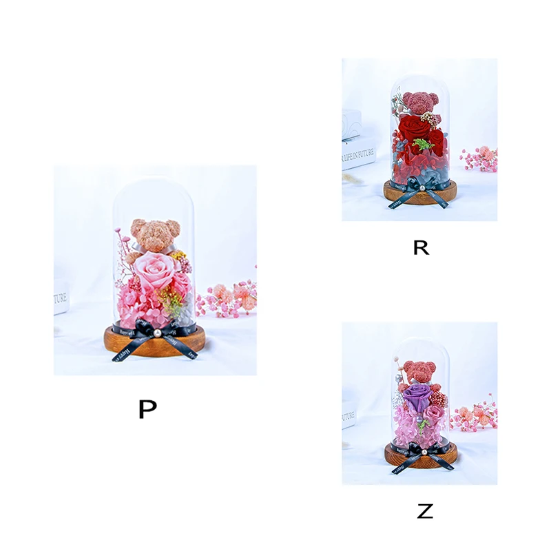 Moss Bear стеклянная крышка подарочная коробка для рождественской подруги вечный Цветок День рождения Валентина \'s День Юбилей Подарок