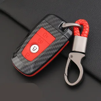 

Carbon Fiber Leather Car-Styling Key Cover Case for Ford Fusion Mondeo Mustang Edge Expedition EXplorer 2017 2018 smart key case
