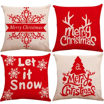 

4PCS Christmas Pillow Case Home Decoration Cushion Cover Christmas Decorative Pillows Cover Sofa Living Room Pillowcase
