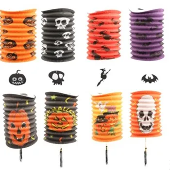 

Pumpkin Lanterns Telescopic Cylindrical Paper Lanterns Halloween Props Decorations Supplies