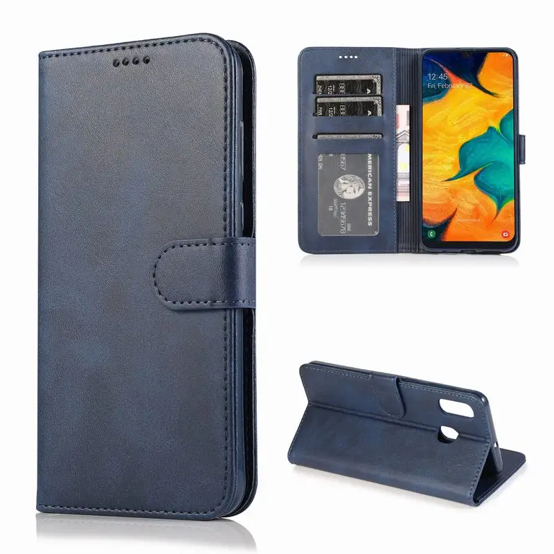 Blue Case Чехол-кошелек для samsung A20 A30, кожаный чехол-книжка, держатель для карт, подставка для телефона, чехол для samsung Galaxy A 20 E 30 20E - Цвет: Blue Case