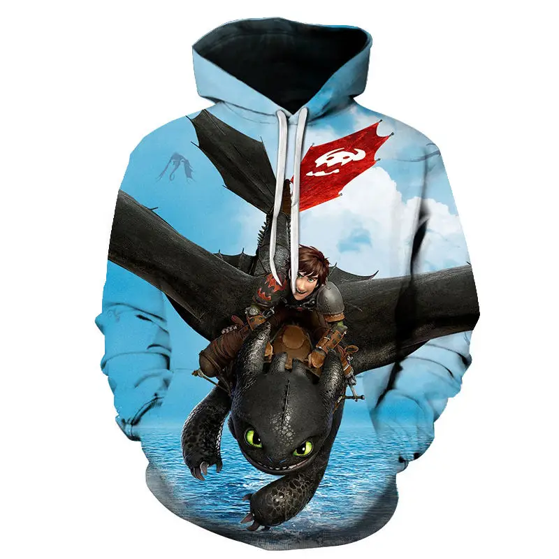 picture color Толстовка с 3D-принтом «Как приручить дракона» для мужчин и женщин, толстовки с 3d принтом в стиле аниме «Беззубик», мужская одежда с героями мультфильмов, крутая уличная одежда - Цвет: picture color
