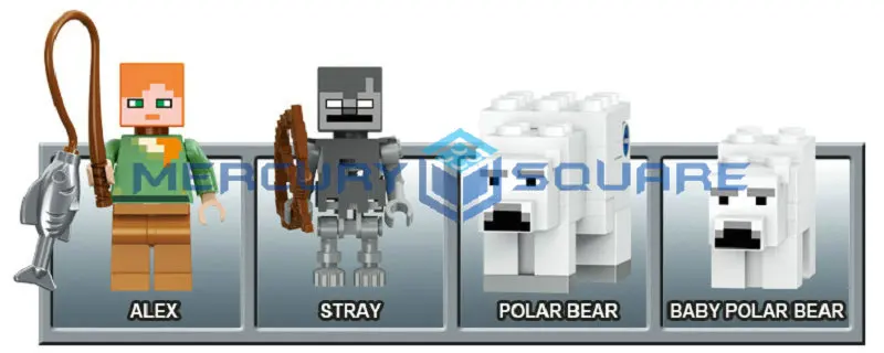 Polar Igloo House Building Blocks With Alex & Bear Stray Action Figures Compatible My World Bricks Set Gifts Toys 21142