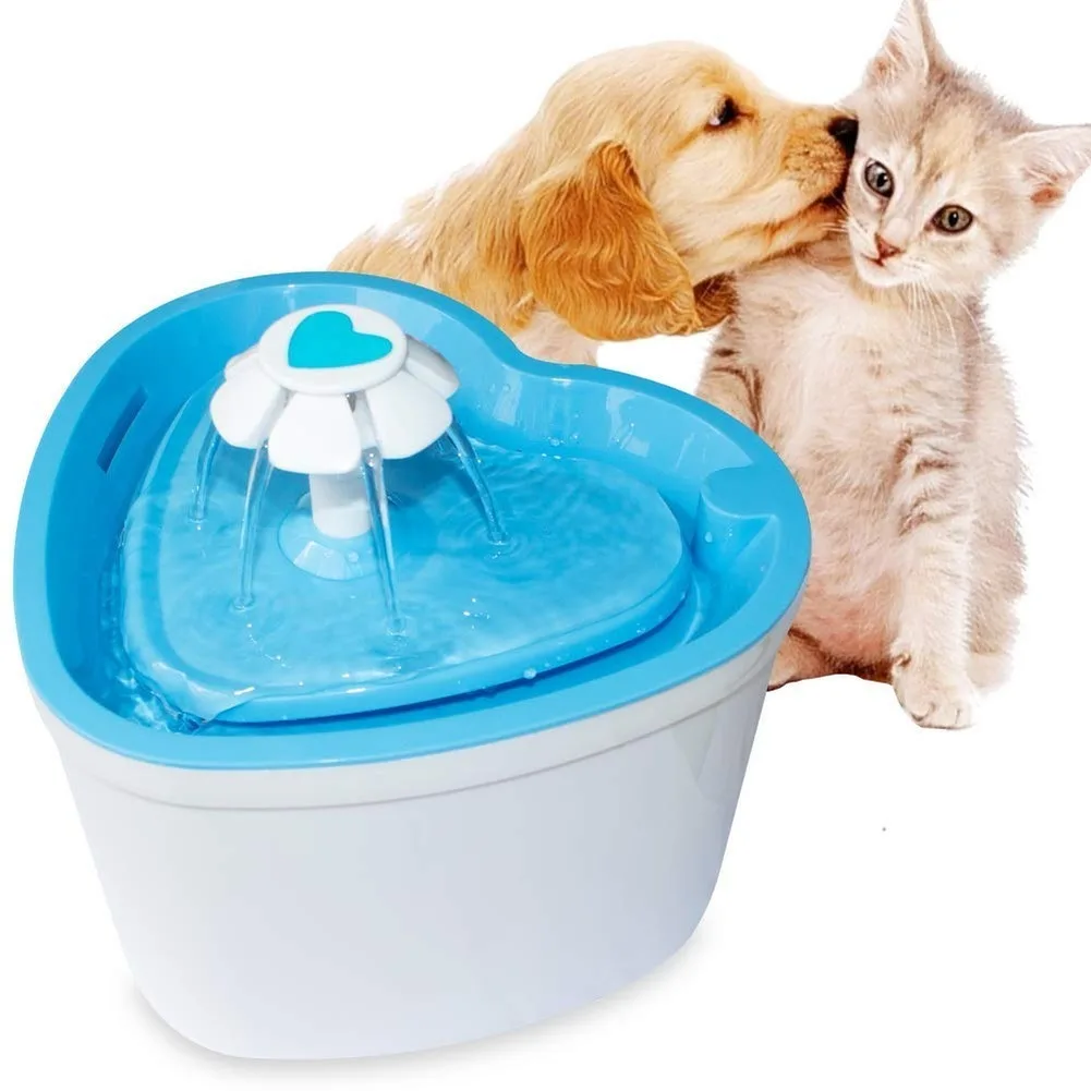 Питомец кошка фонтан поилка 2л супер тихий цветок автоматический водный кишок сердце форма собака питьевой диспенсер для собак кошек