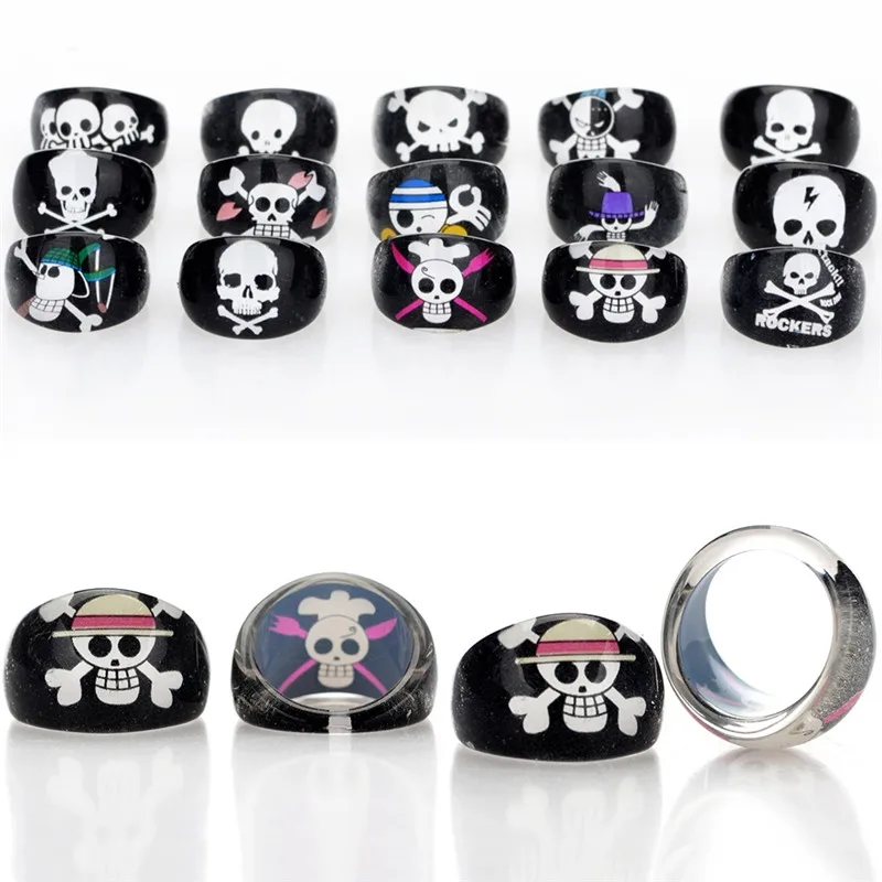 

Pinksee Wholesale 10pcs/pack Black Resin Skull Pattern Ring for Children Kids Hip-hop Skeleton Party Accessories Jewelry