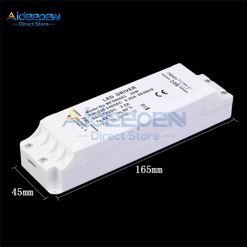 DC 12V 6 Вт 10 Вт 12 Вт, 18 Вт, 30 Вт, 40 Вт, 50/60Hz Светодиодный драйвер Трансформатор высокое качество Питание адаптер для Светодиодный светильник Светодиодные ленты светильники - Цвет: 12V 30W