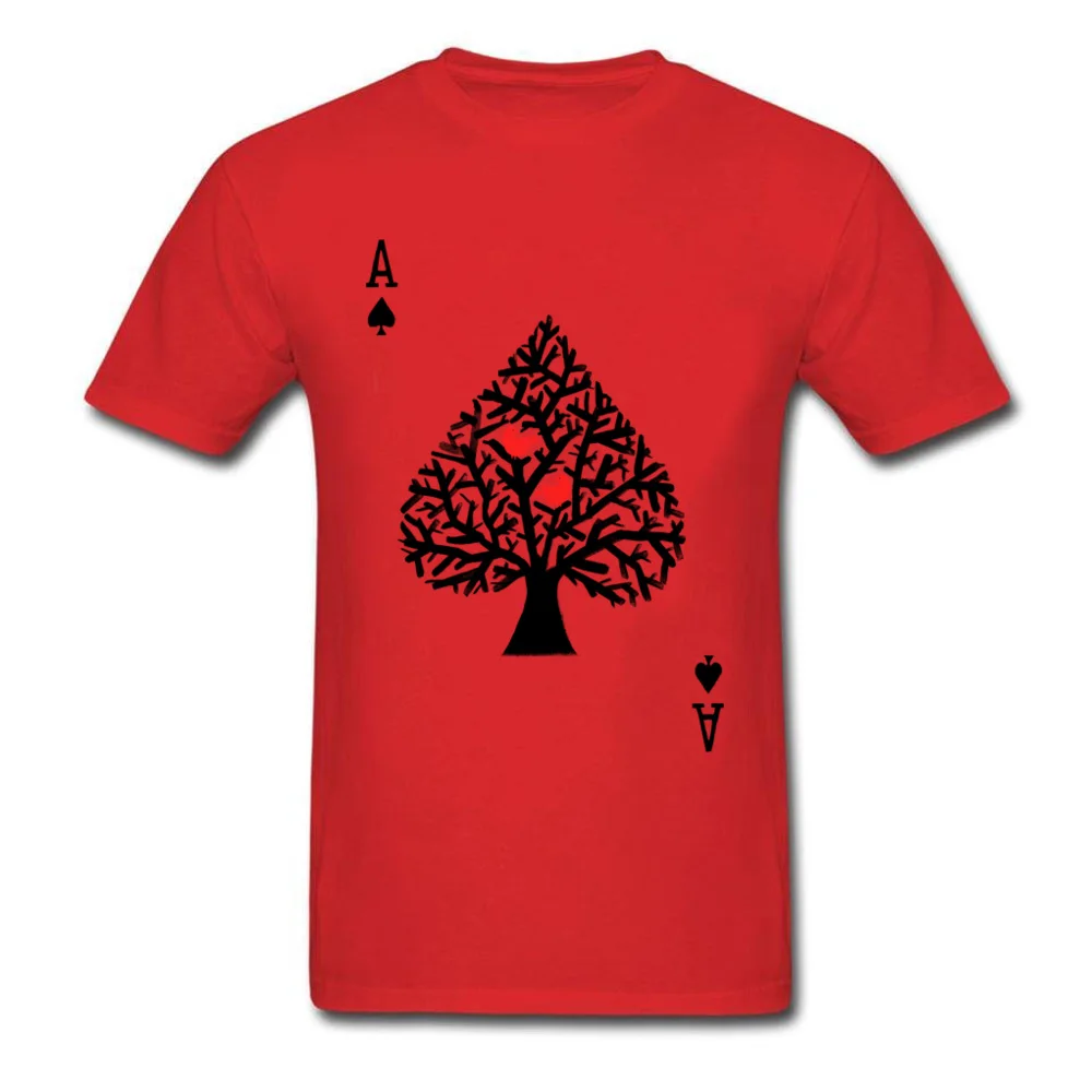 Ace_of_spade_5449 Slim Fit Tops Shirt Short Sleeve for Men 100% Cotton NEW YEAR DAY O-Neck Tshirts Party T Shirt Prevalent Ace_of_spade_5449 red