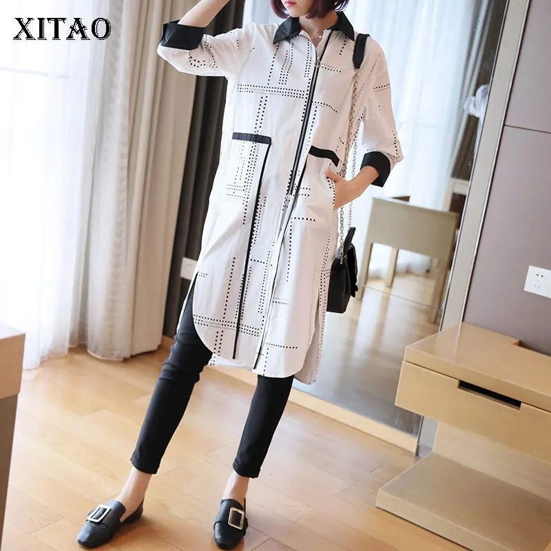 XITAO Striped Loose Pockets Elegant Blouses Women 2019 Autumn Fashion Korean Style New Turn Down Collar Casual Top GCC2398 |