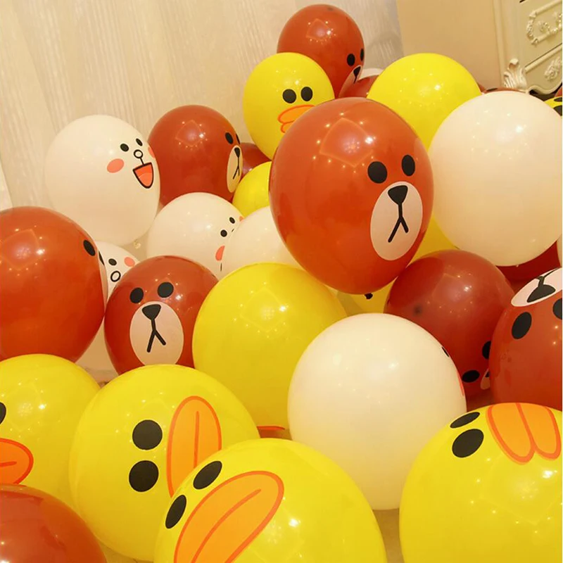10 шт. животные гелий латексные шары мультфильм Looney баллоны Дети Классический игрушечный воздушный шар коричневый Медведь Кролик Утка свадьба день рождения