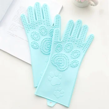 

Pet Grooming Glove - Gentle Deshedding Brush Glove - Efficient Pet Hair Remover Mitt Perfect for Dog & Cat with Long & Short Fur