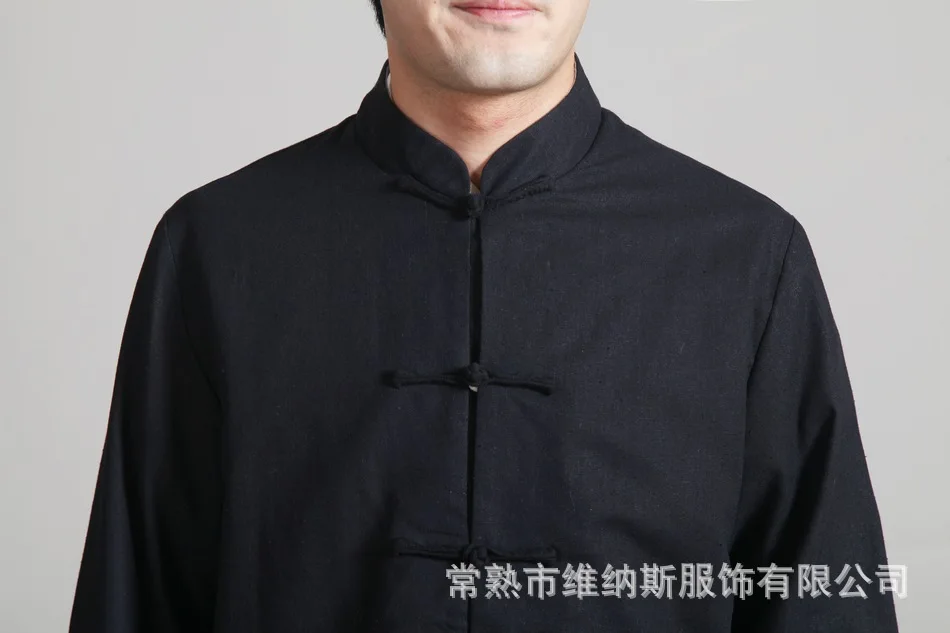 Chinese Costume Men's Long Sleeve Cotton Linen Double-Sided 2973-1 Ethnic-Style Flax Chinese-style Chinese Style Improved MEN'S