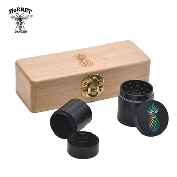 

HORNET Tobacco Wooden Stash Case Box + Aluminum Herb Grinder + Metal Smoking Stash Storage Jar Smoke Hand Pipe Accessories