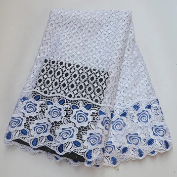 

2019 Latest Guipure lace cord lace embroidery french African chemical lace fabric high quality Nigerian lace fabrics for wedding