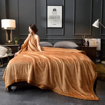 

Embossed Lambskin Double Blanket Thickened Printed Double-sided Flannel Blanket