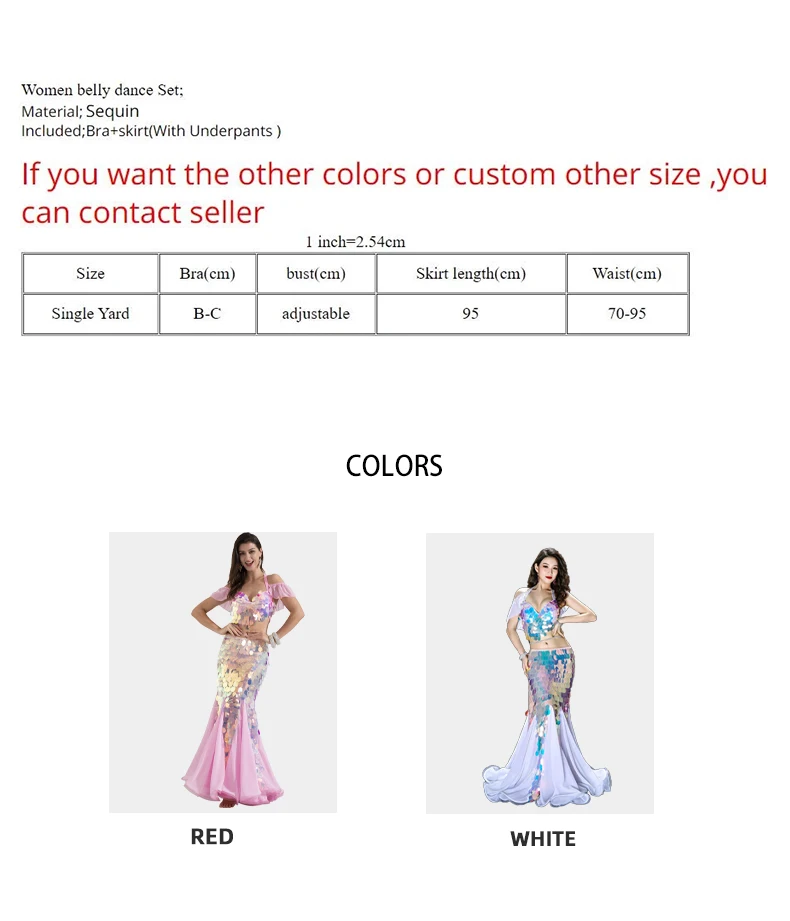 Bauchtanz-Kleidung, Meerjungfrau, sexy langes Kleid, Pailletten, orientalische Bauchtanz-Kostüme für Damen zum Verkauf, Tanz-Outfits, BH + Rock-Anzug – Detail 2
