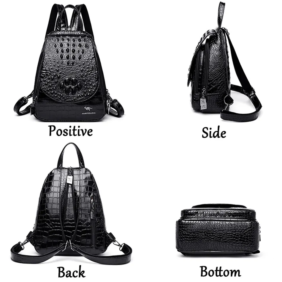Рюкзак роскошный кожаный рюкзак с крокодиловым узором Женская Высококачественная сумка на плечо брендовые школьные сумки для девочек-подростков