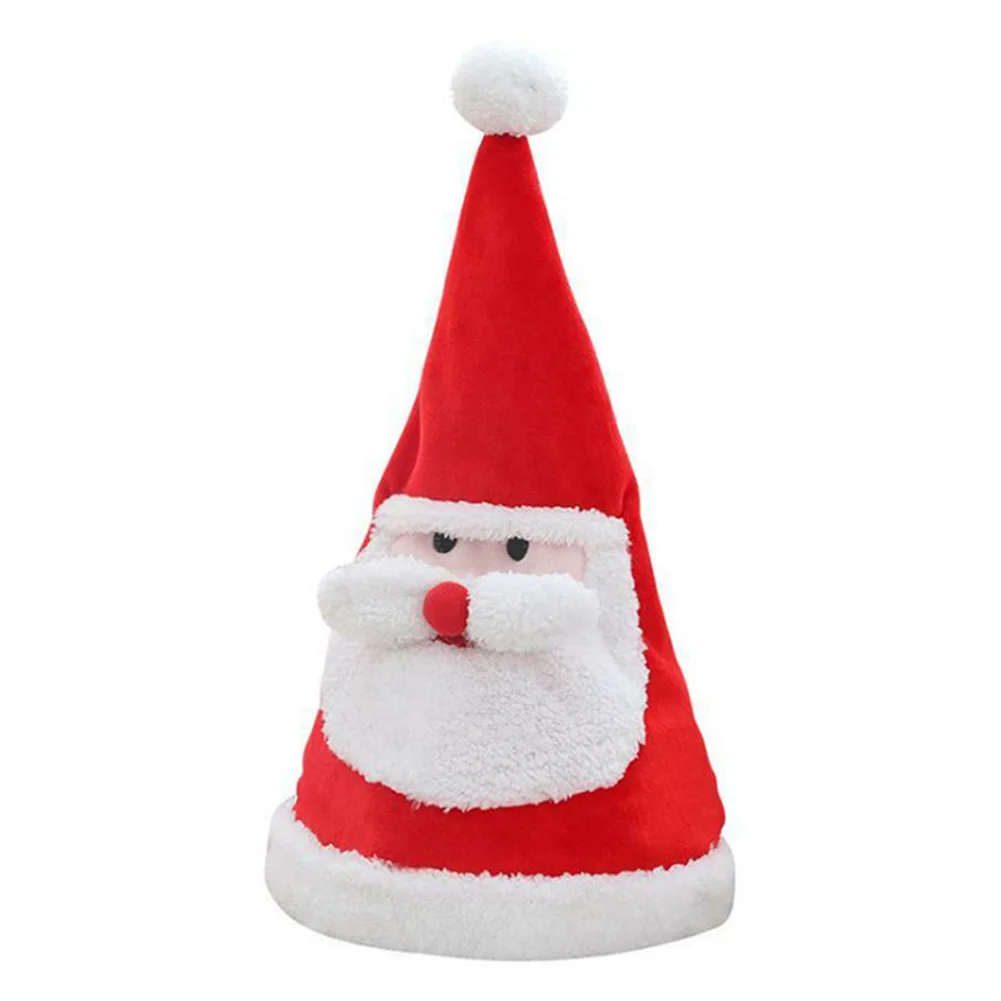 Newly Electric Christmas Hat Plush Toys Sing Swing Santa Claus Hat Washable Xmas Decor VA88