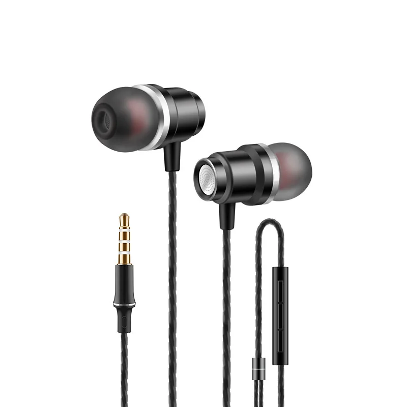 Earphone metal heavy bass suitable for Apple Android intelligent tuning wire control with malt plug ecommerce wholesale