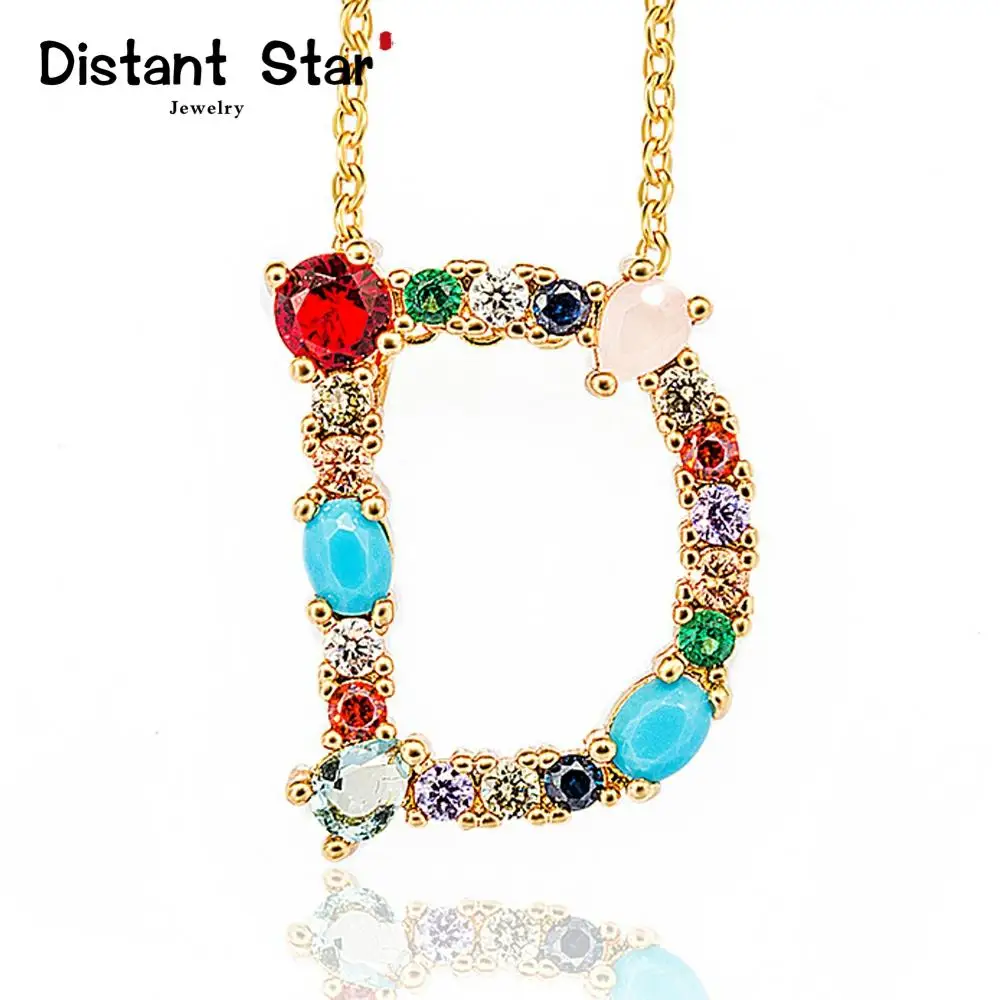 Модное Золотое женское ожерелье с буквами инициала 2020 кулон фианитами цепочка