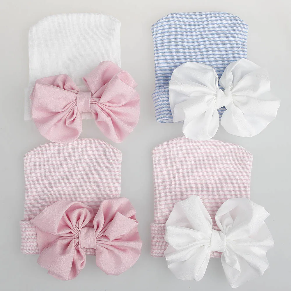 Полосатая Больничная шифоновая шапка для новорожденного шапки 9 цветов