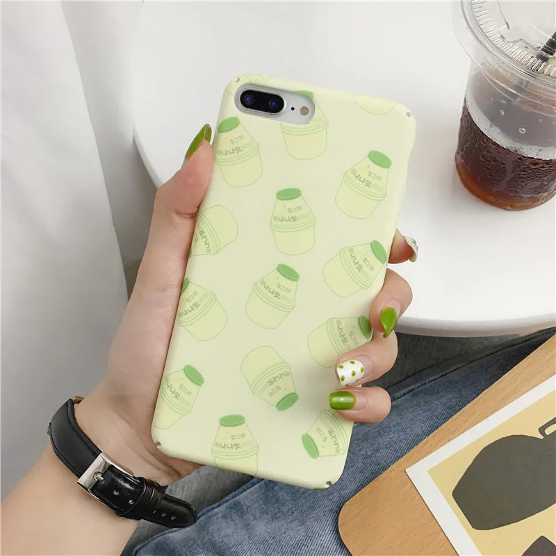B Модный чехол для телефона с рисунком бутылки молока для iPhone 8 7 6 6s Plus, милые матовые жесткие чехлы для ПК для iPhone X XS MAX XR, задняя крышка - Цвет: B