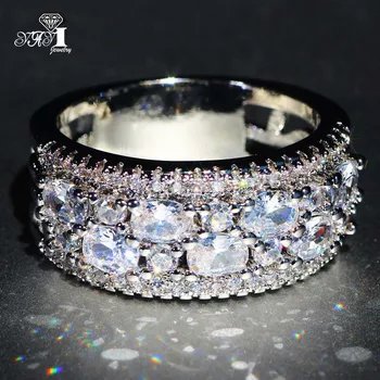 

YaYI Jewelry Fashion Princess Cut 6.4 CT White Zircon Silver Color Engagement Rings wedding Heart Rings Party Rings Gifts 1183