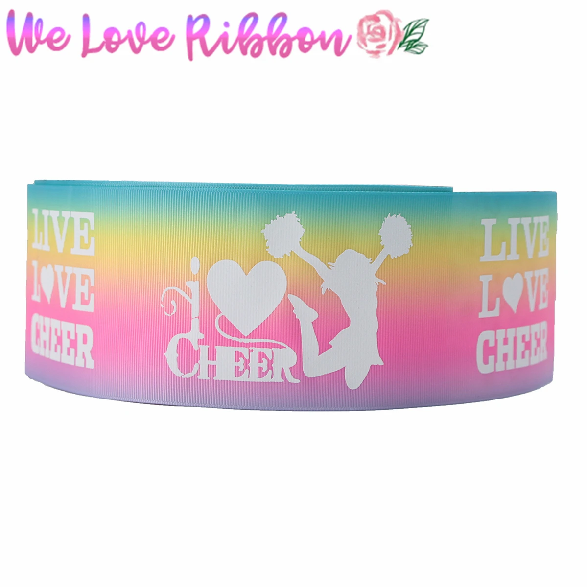 " 75 мм" Live Love Cheer "белая печать чернил светится в темноте Геометрическая Печать корсажная лента DIY Спортивные вечерние 50 ярдов/рулон
