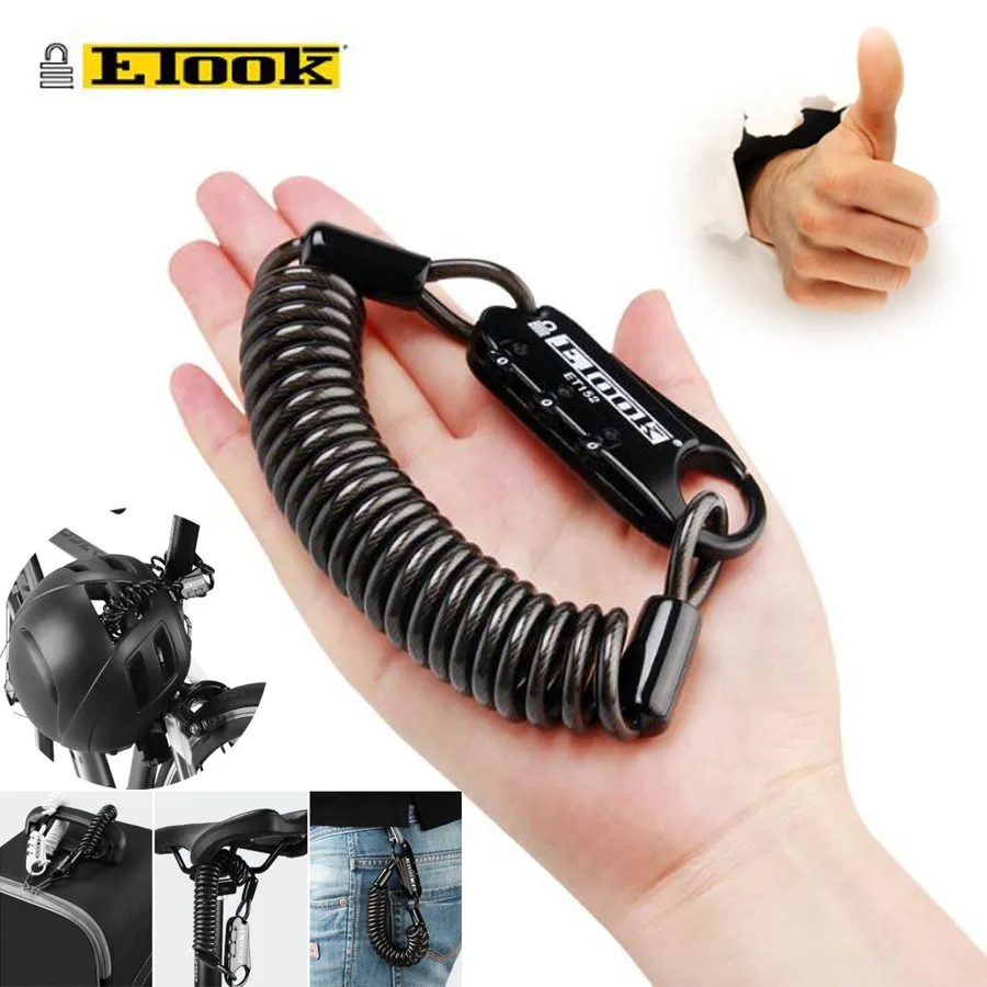 

ETOOK Mini Digital Password Bike Lock, Bicycle Helmet Code Lock, Diameter 4.15mm Anti-theft Road Bike Lock with Cable
