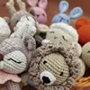 BPA Free Baby Wooden Teether DIY Crochet Deer Sheep Rattle Newborn Rodent Teething Ring Gym Educational Toys for Children Kids 3