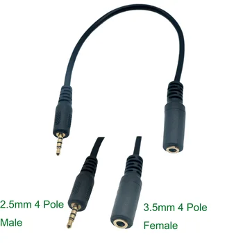

10x Gold 2.5mm Male to 3.5mm 1/8" Female Converter Headphone Audio Extension Cable 4 Poles Stereo Cable Support Mic/Headphone