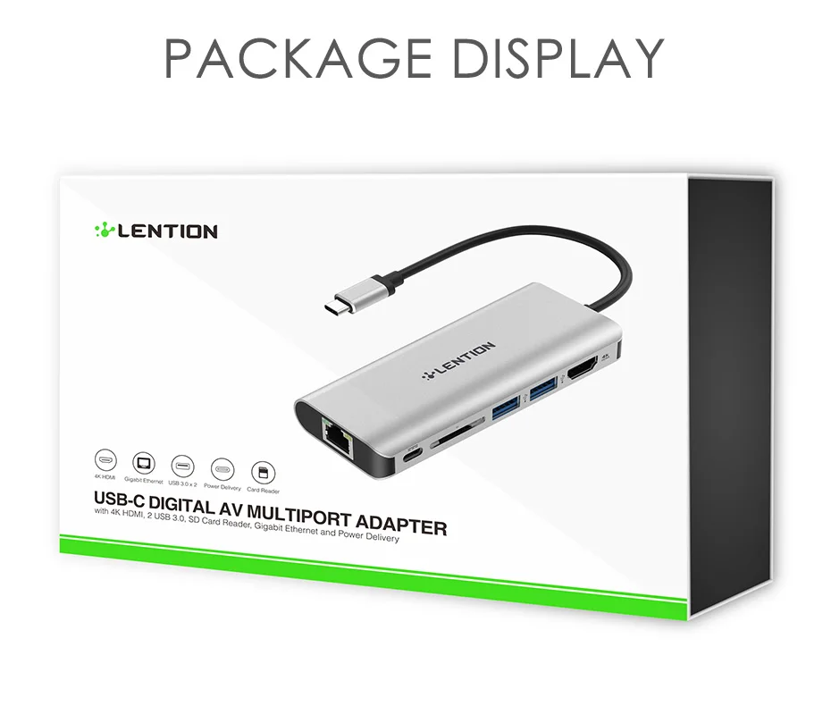 USB C цифровой AV многопортовый концентратор с 4K HDMI, 2 USB 3,0, кардридер, type C зарядка, гигабитный Ethernet адаптер для MacBook Pro