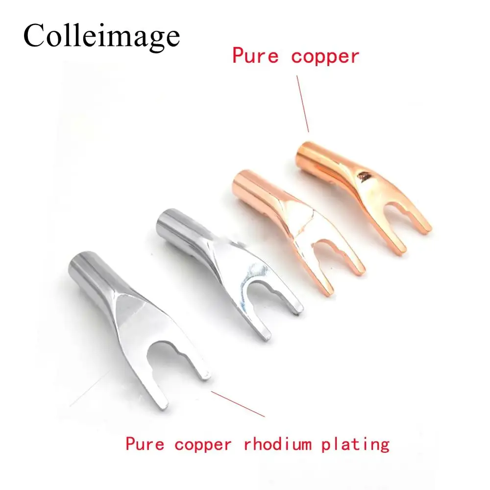 

Colleimage Hifi 4pcs Speaker Banana Spade Plug Jack Y Fork Pure Red Copper Adapter For Wires Cable New Arrival Wholesale